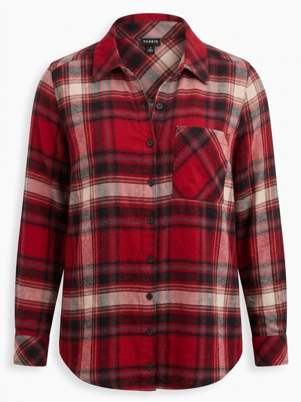 Torrid Red Plaid Button-Down Flannel Shirt Size 2